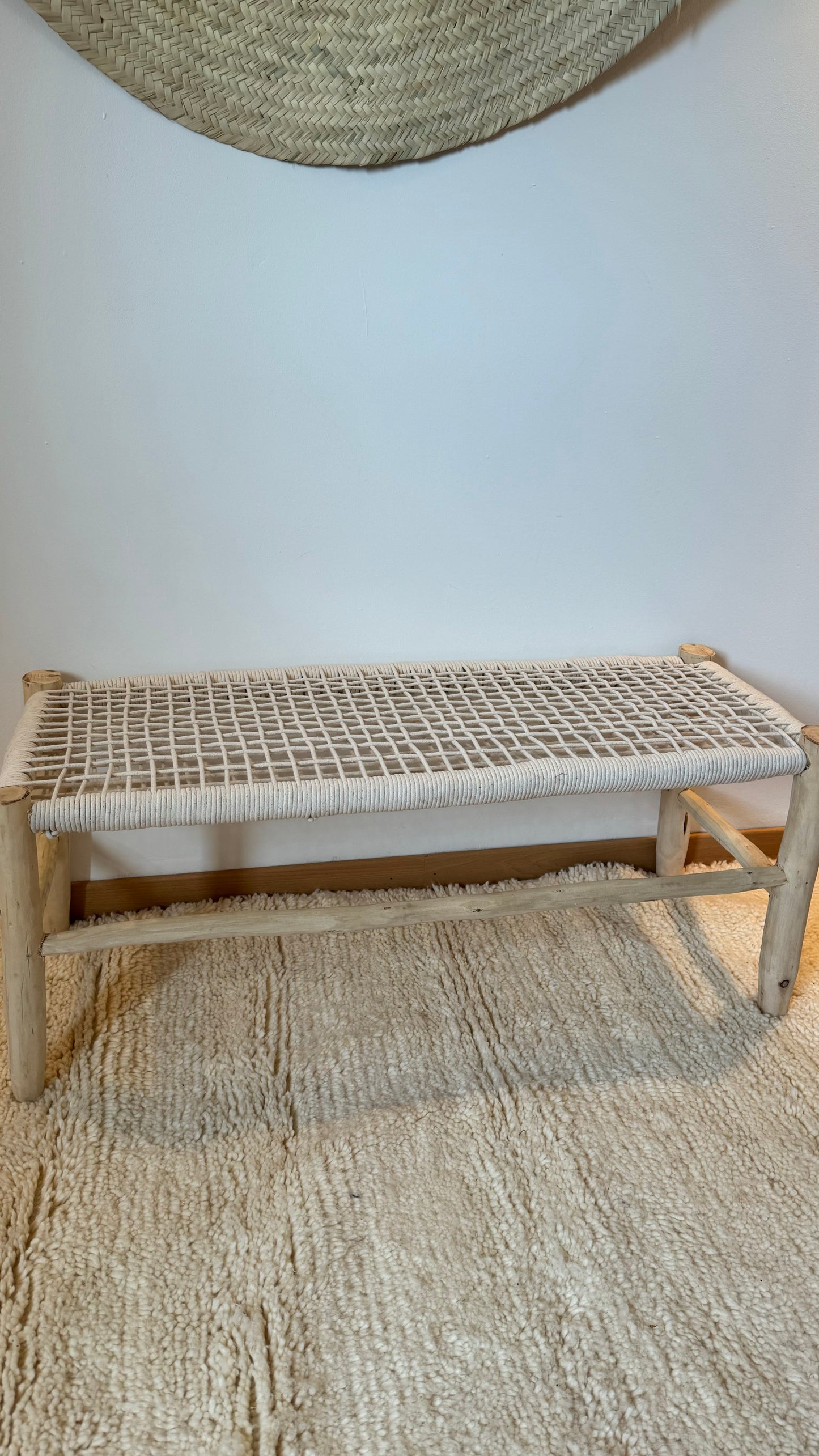 Banc marocain tressé BLANC