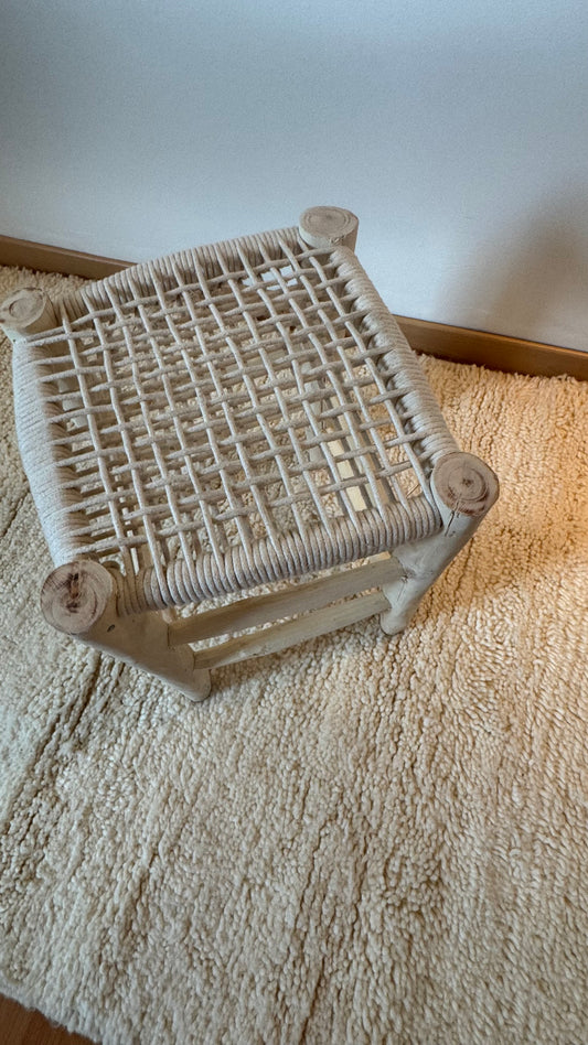 Tabouret marocain tressé BLANC