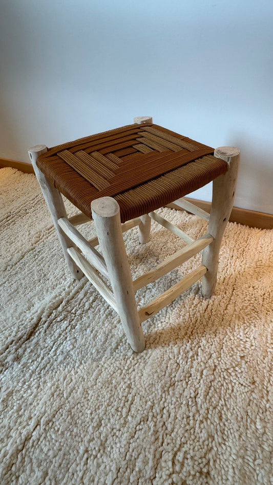 Tabouret marocain tressé MARRON
